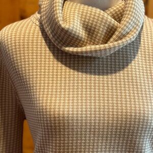 J.Crew Tan Herringbone Funnel Neck Pullover, Size M